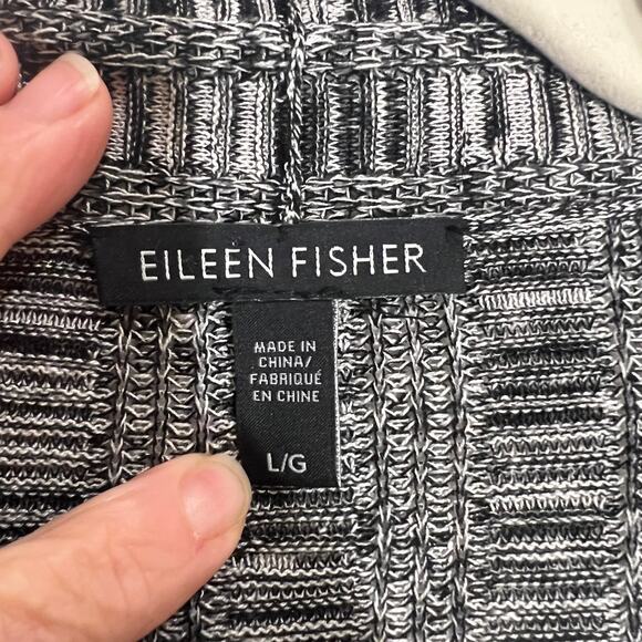Eileen Fisher Silk Organic Linen Blend Open Long Cardigan Gray Large - Picture 3 of 8